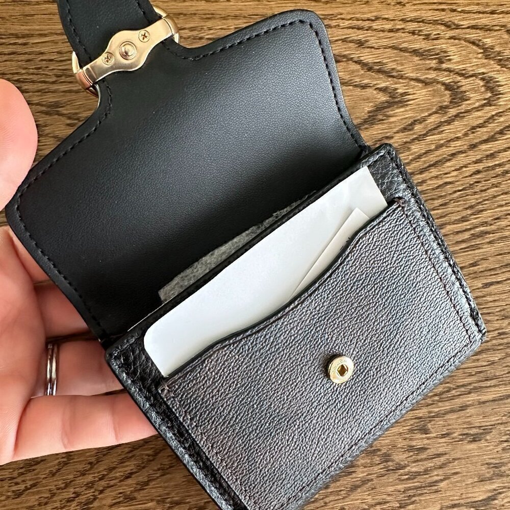 NWT! NEW! Coach Georgie Bi-Fold Wallet -Black Brown Stud / Black CC - Picture 6 of 6